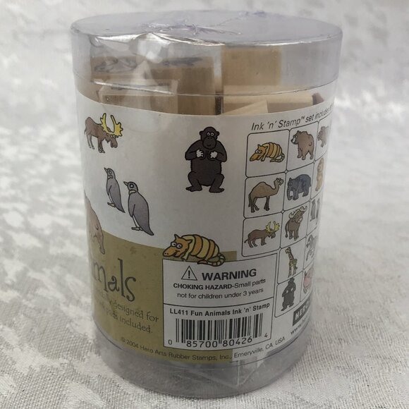Hero Arts Fun Zoo Animals Woodblock Rubber Stamp Set: 18 Stamps w/2 Ink Pads NWT - Picture 4 of 8